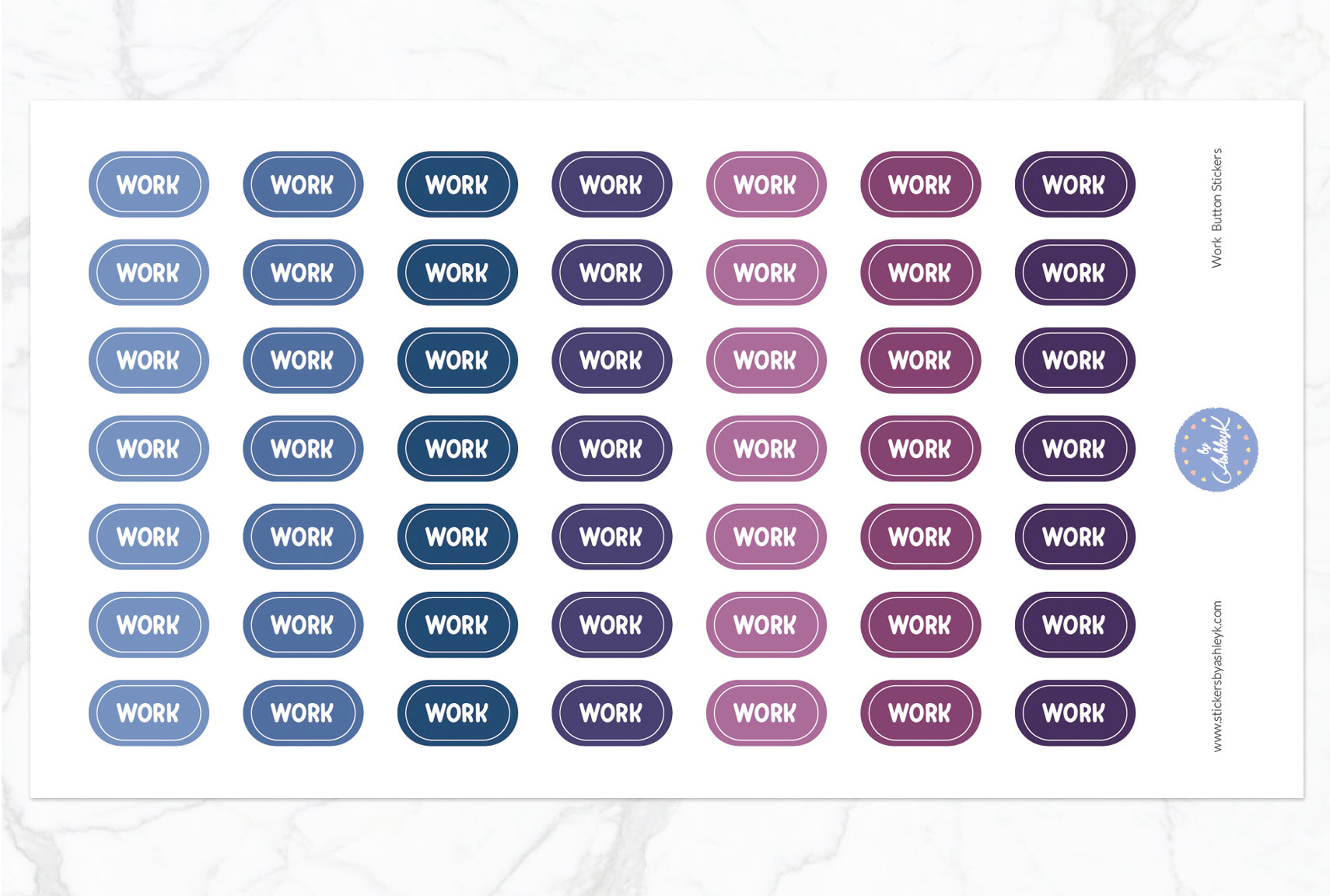 Work Button Stickers - Blueberry