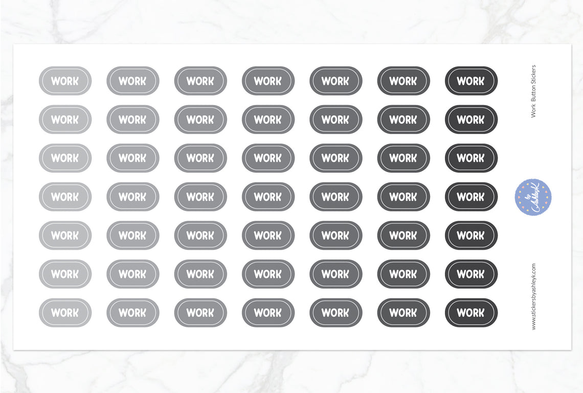 Work Button Stickers - Monochrome