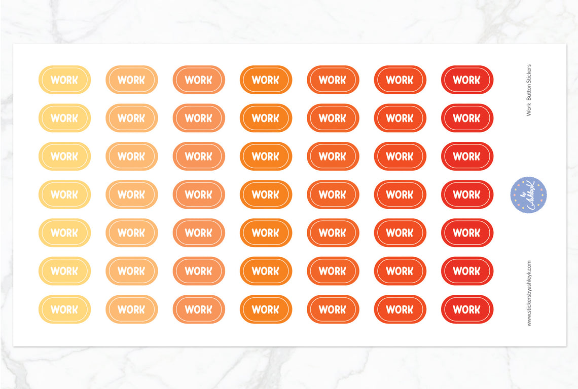 Work Button Stickers - Orange