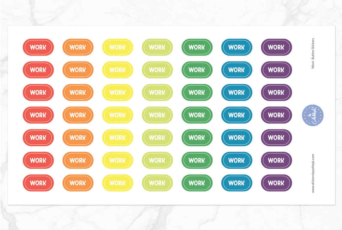 Work Button Stickers - Pastel Rainbow