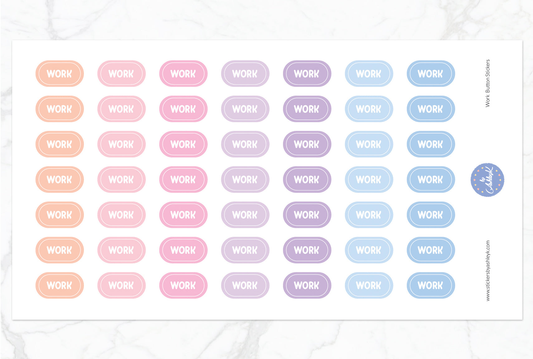 Work Button Stickers - Pastel Sunset