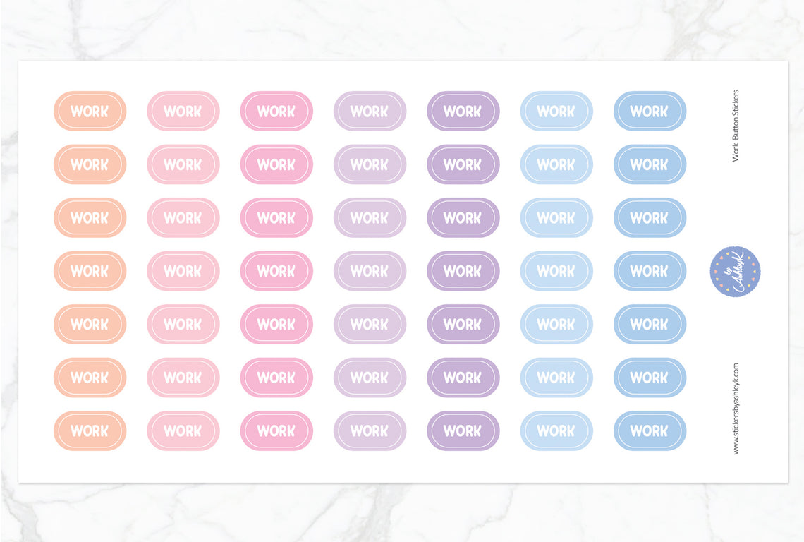 Work Button Stickers - Pastel Sunset