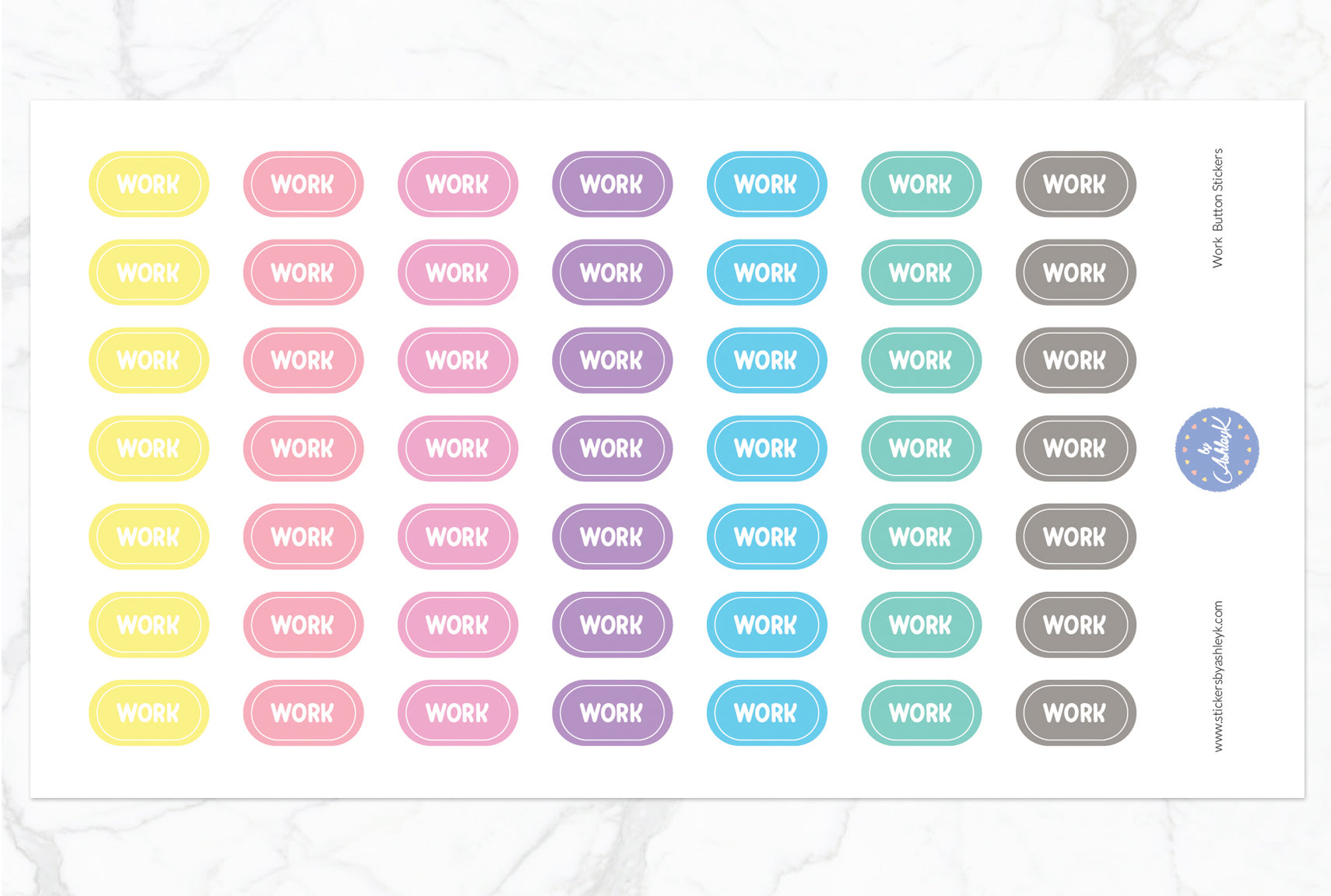 Work Button Stickers - Pastel
