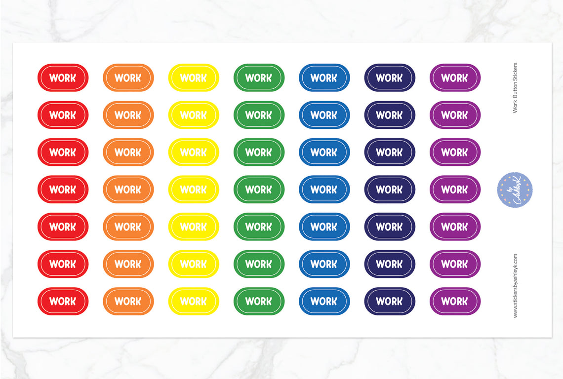 Work Button Stickers - Rainbow