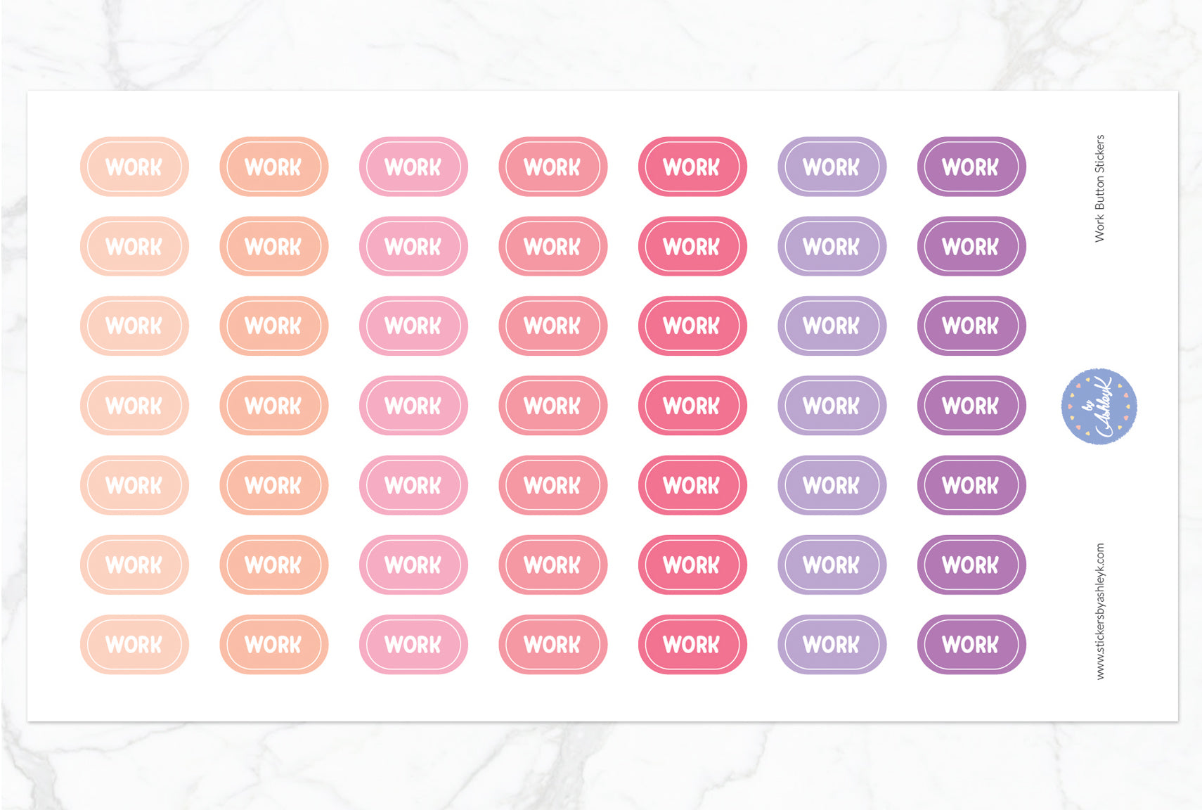Work Button Stickers - Raspberry