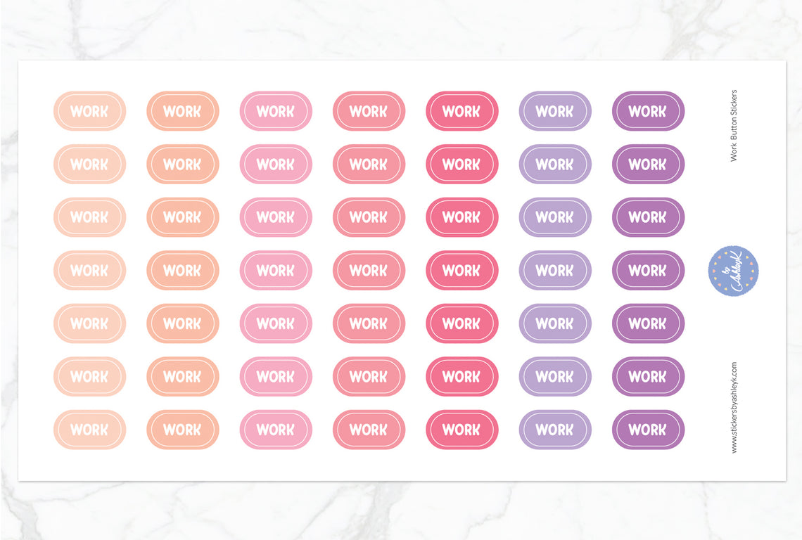 Work Button Stickers - Raspberry