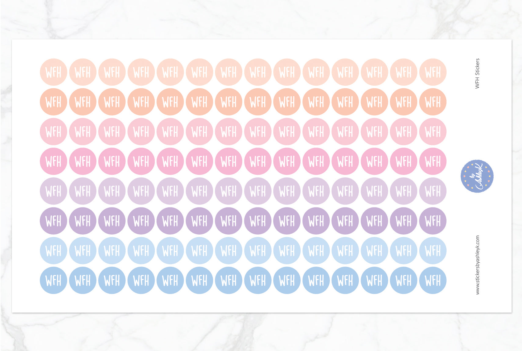 Work From Home Round Stickers - Pastel Sunset