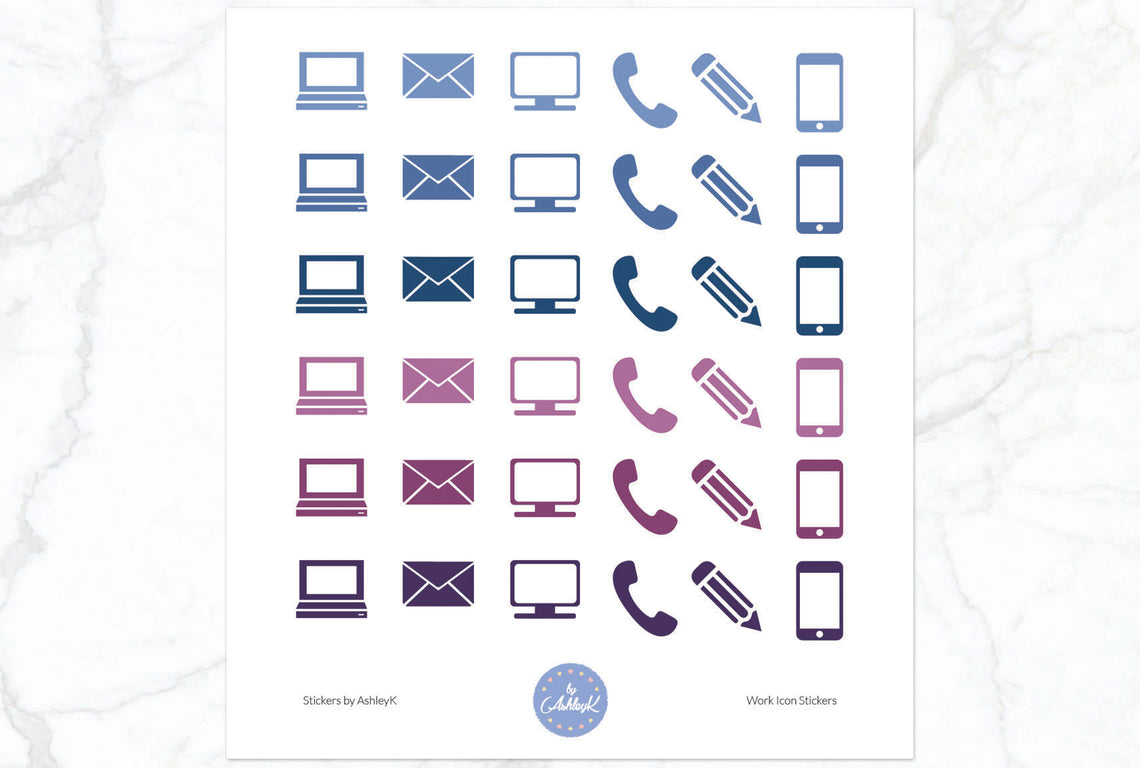 Work Icon Stickers - Blueberry