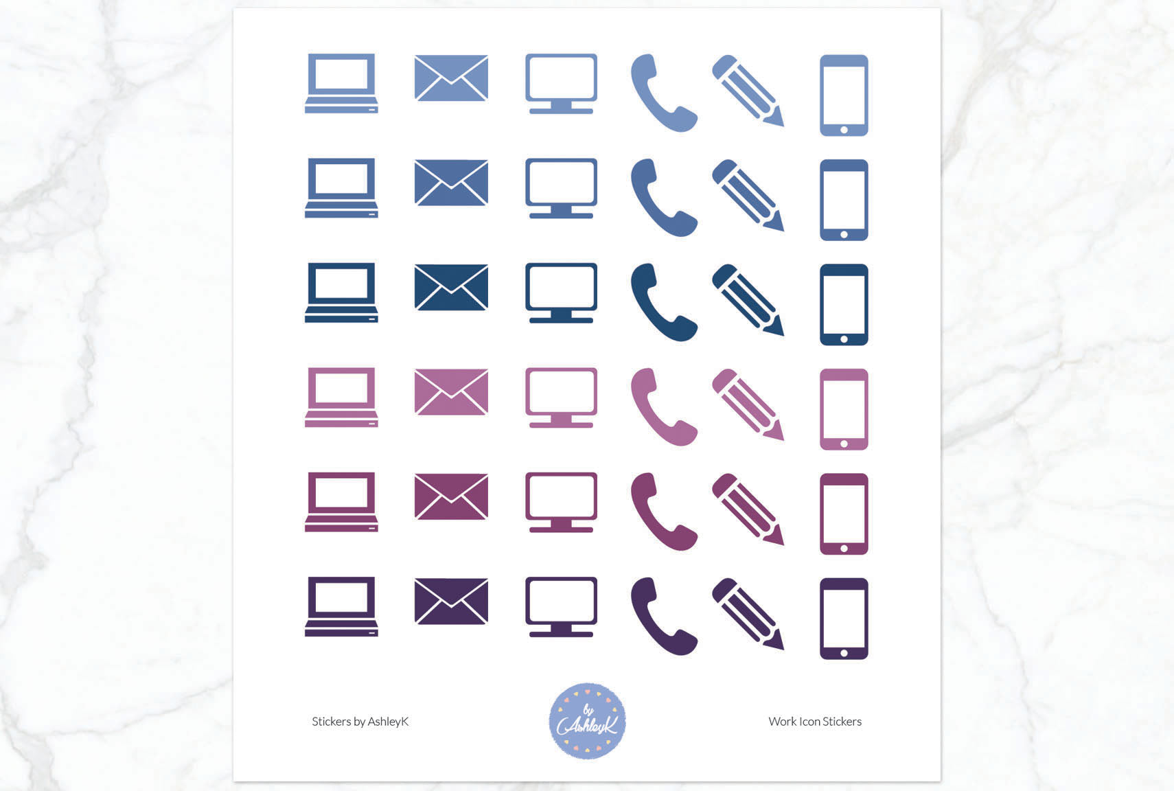 Work Icon Stickers - Blueberry