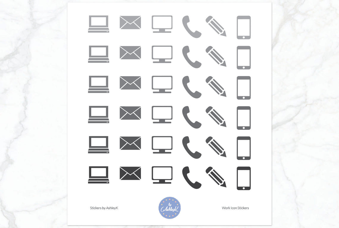 Work Icon Stickers - Monochrome