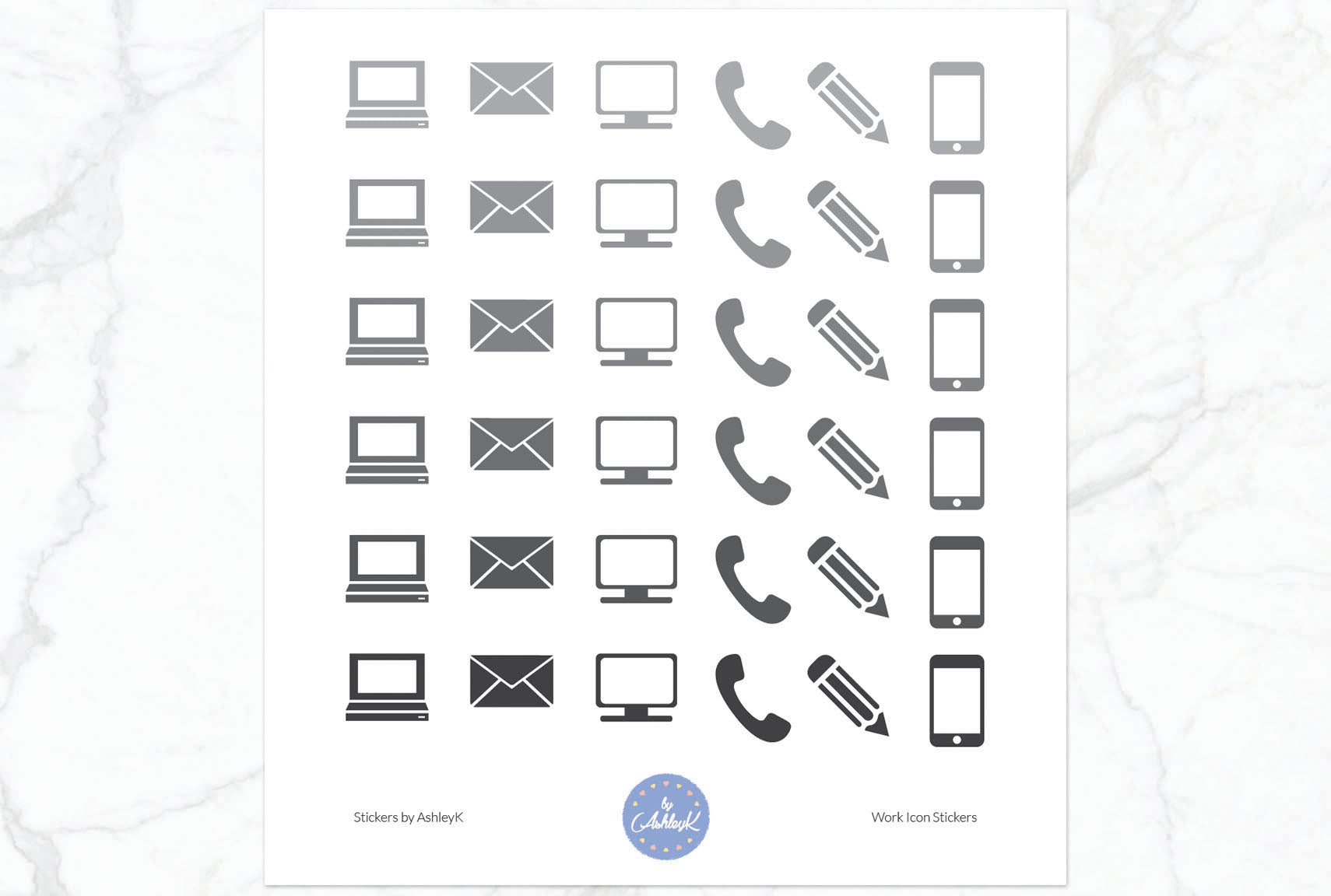 Work Icon Stickers - Monochrome