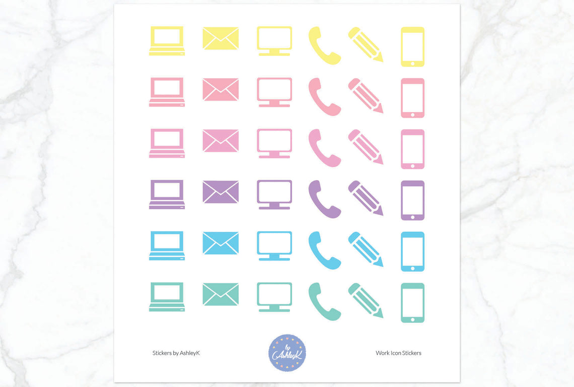 Work Icon Stickers - Pastel