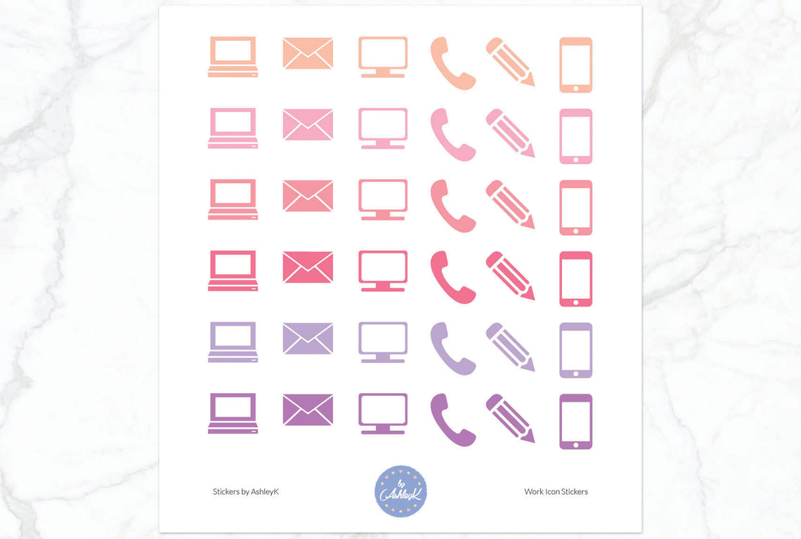 Work Icon Stickers - Raspberry