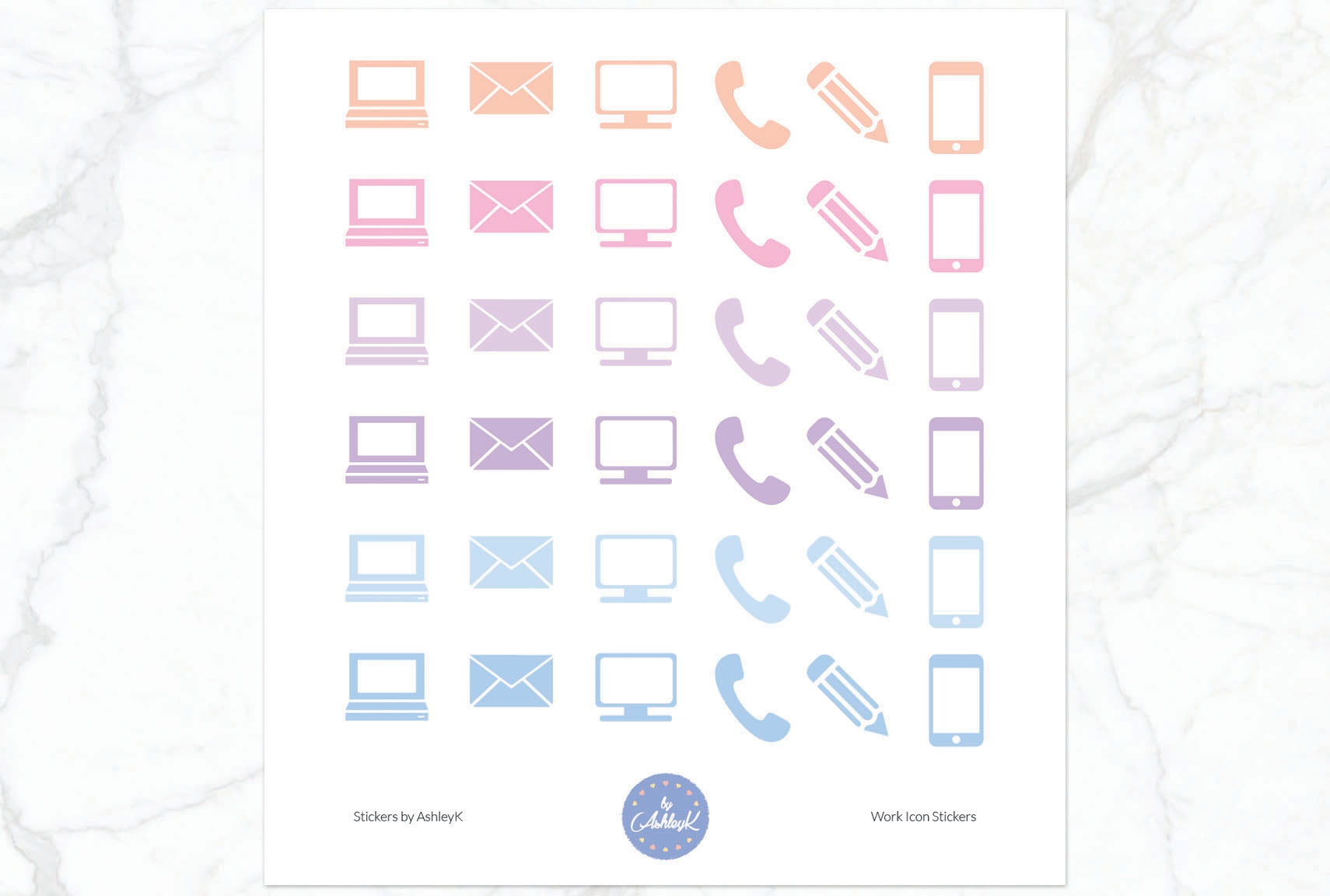 Work Icon Stickers - Pastel Sunset