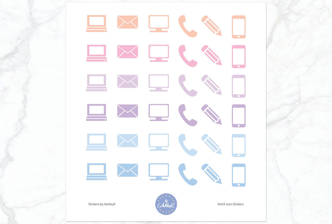 Work Icon Stickers - Pastel Sunset
