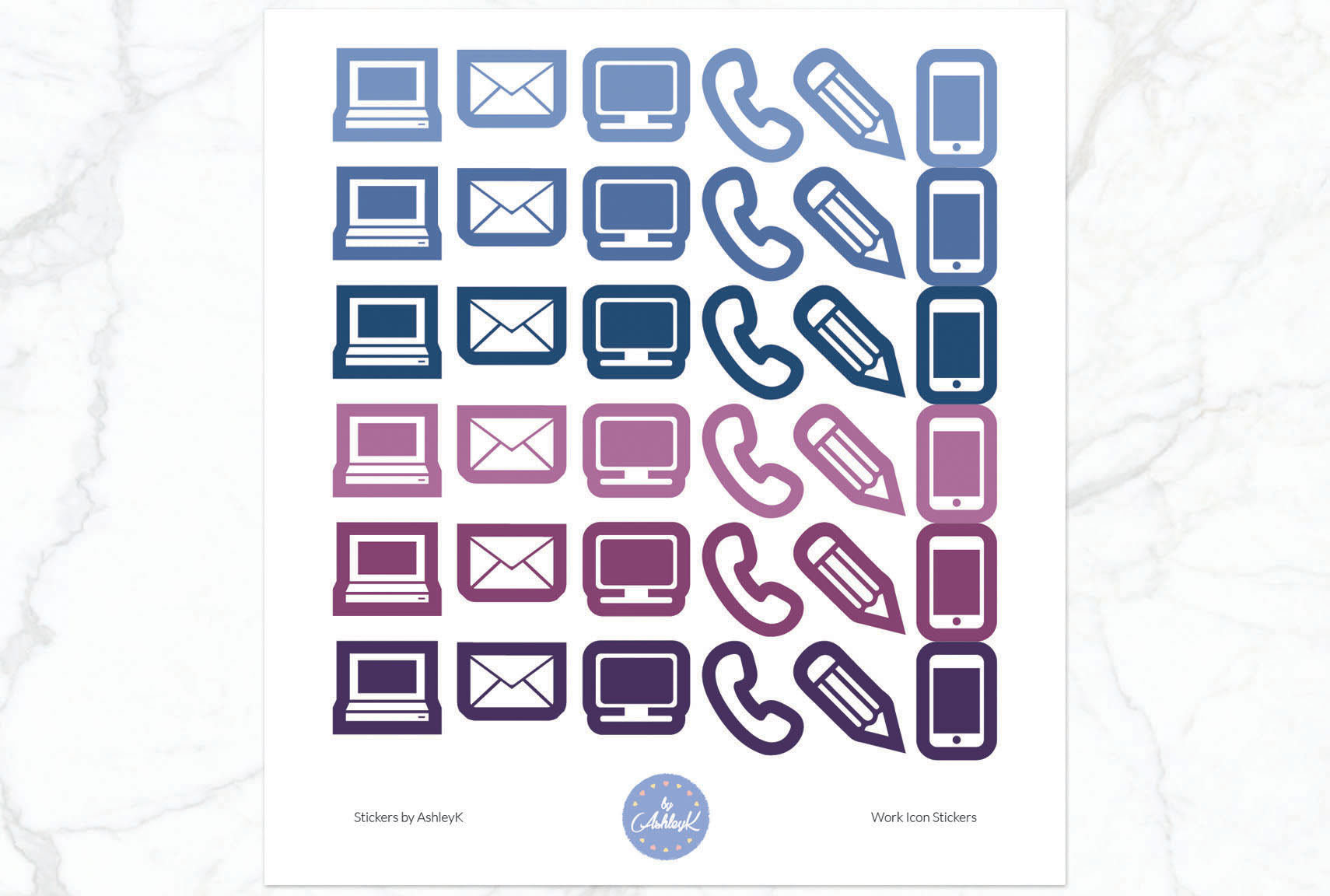 Work Icon Stickers - Blueberry