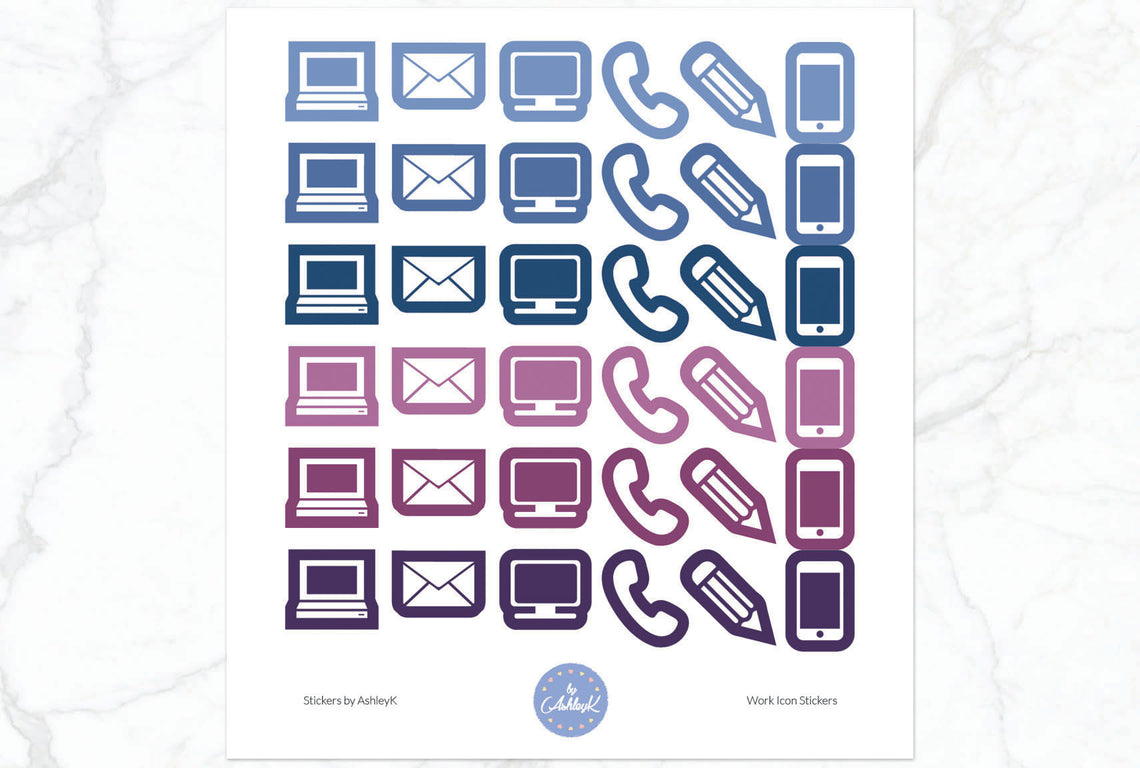 Work Icon Stickers - Blueberry