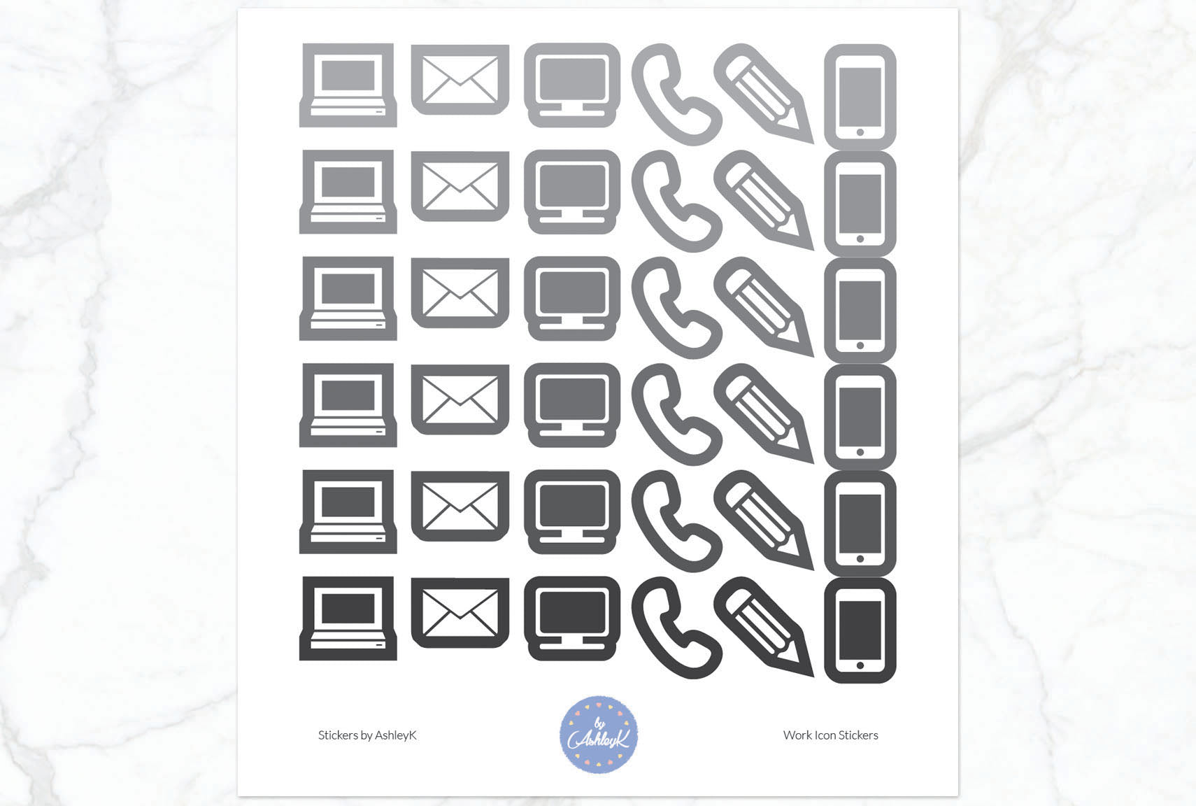 Work Icon Stickers - Monochrome