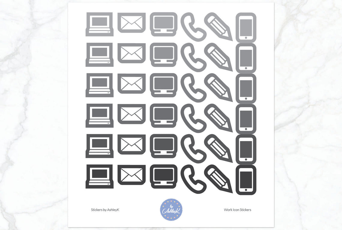 Work Icon Stickers - Monochrome