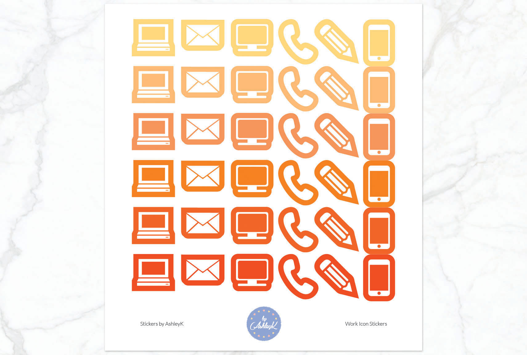 Work Icon Stickers - Orange