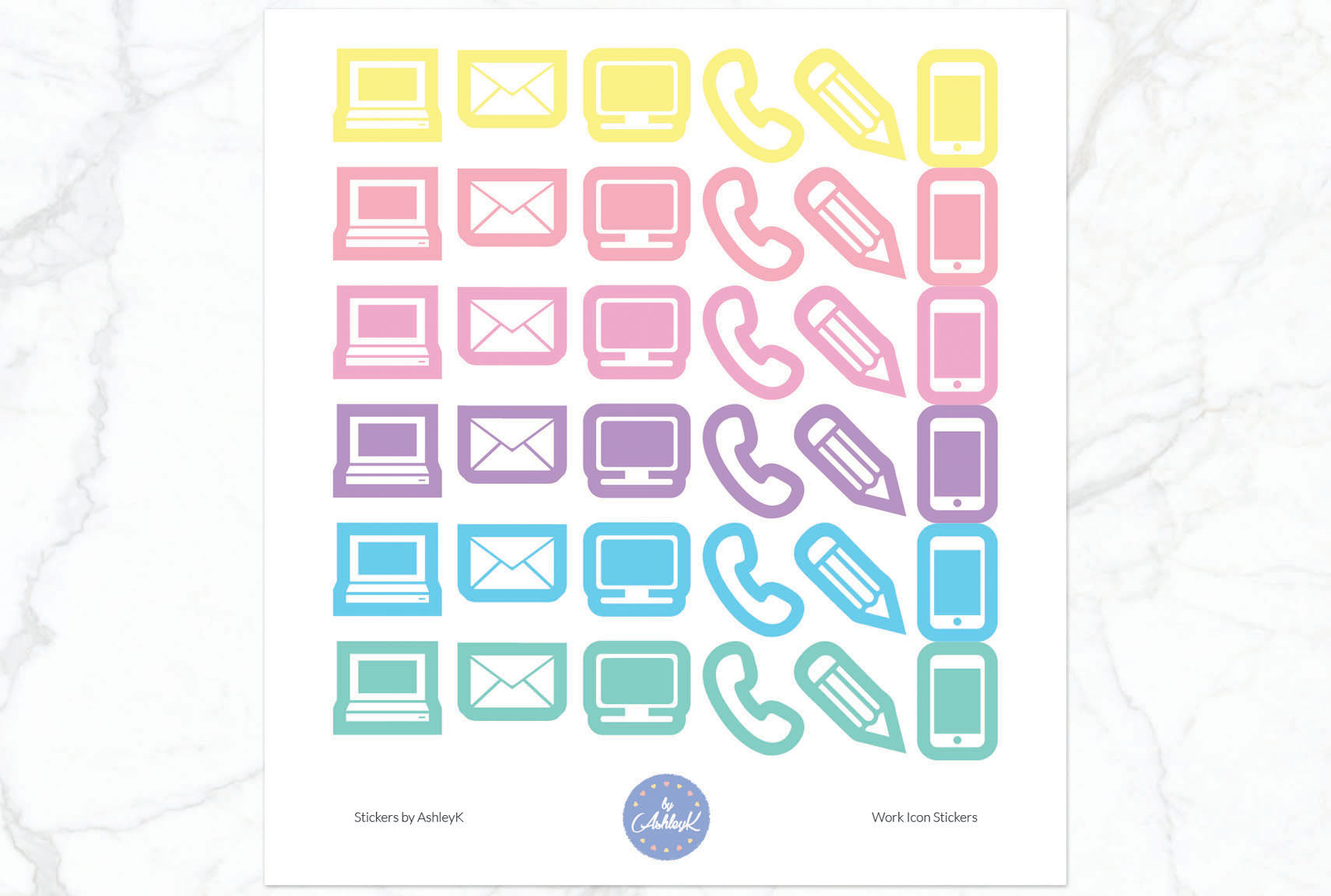 Work Icon Stickers - Pastel