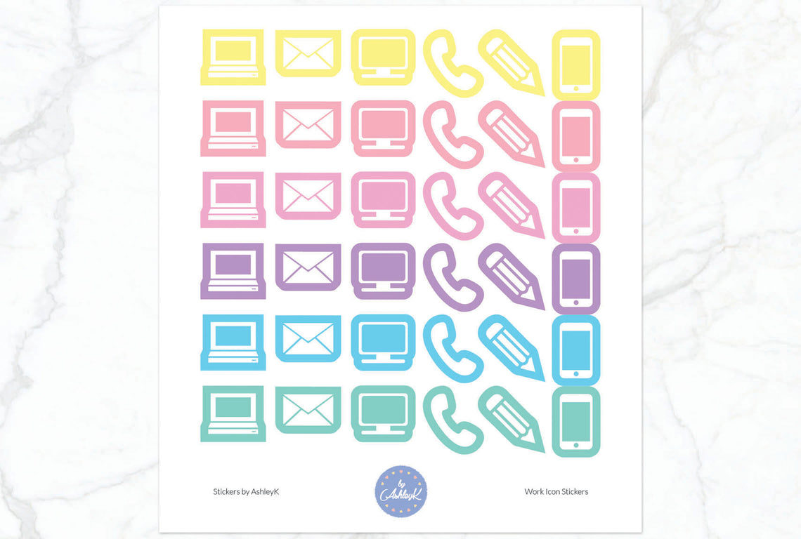 Work Icon Stickers - Pastel