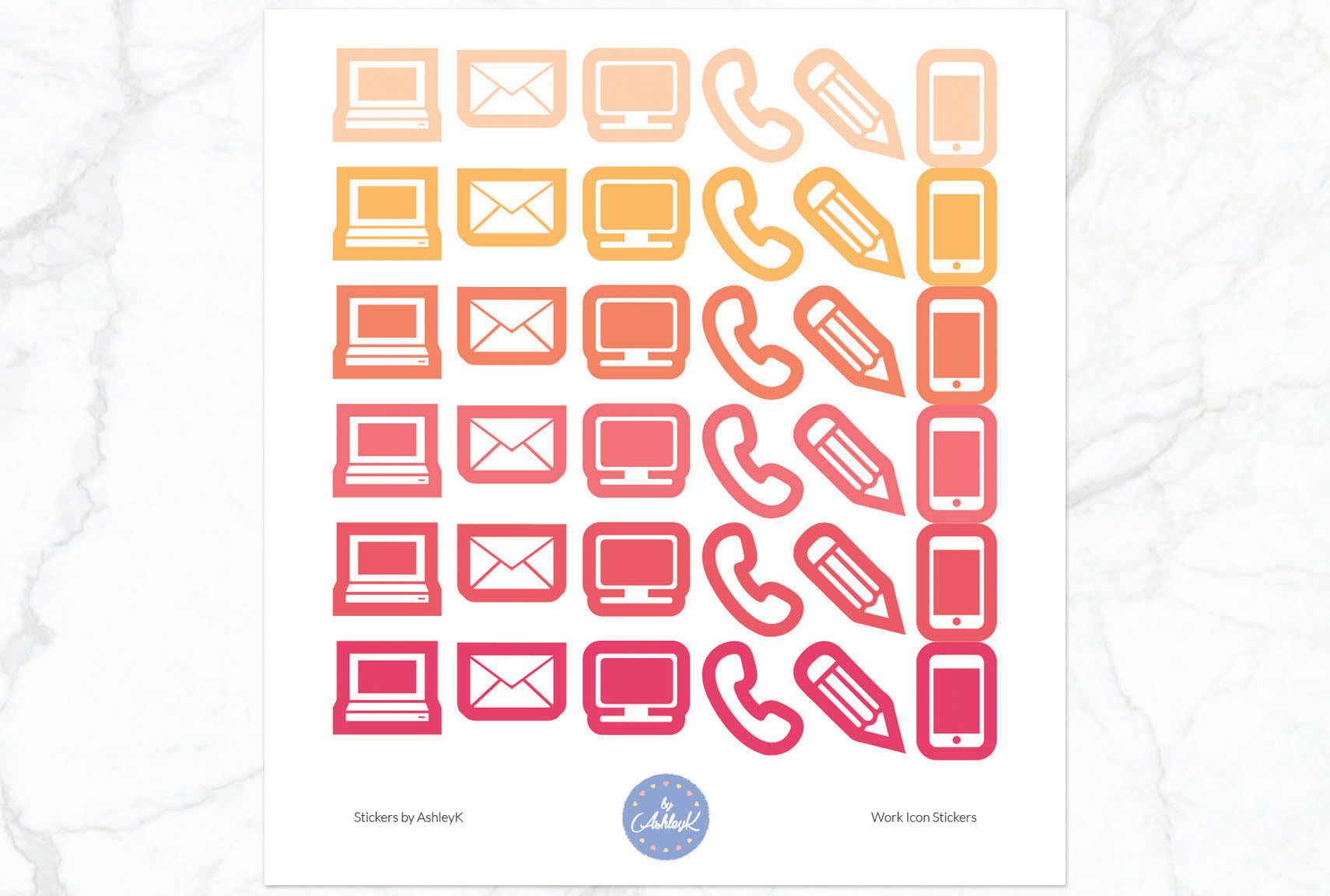 Work Icon Stickers - Peach