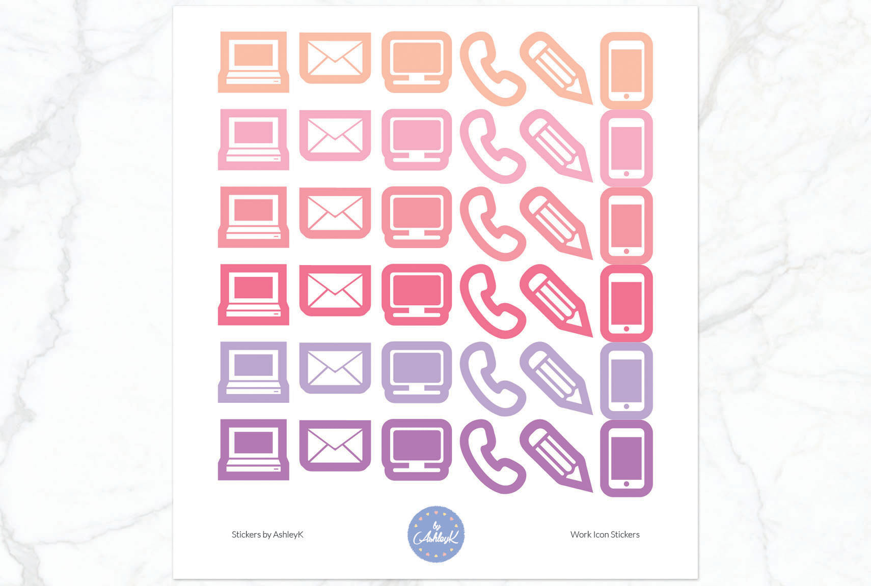 Work Icon Stickers - Raspberry