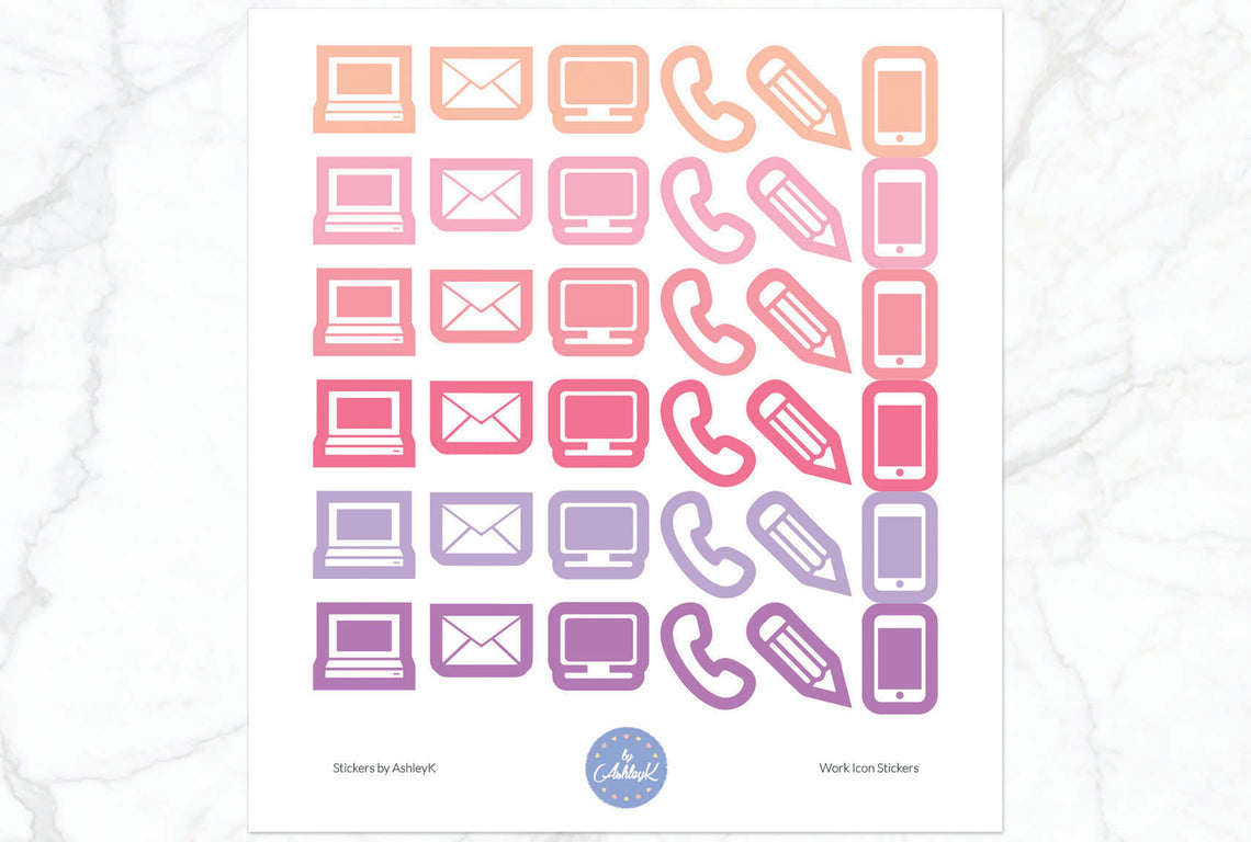 Work Icon Stickers - Raspberry