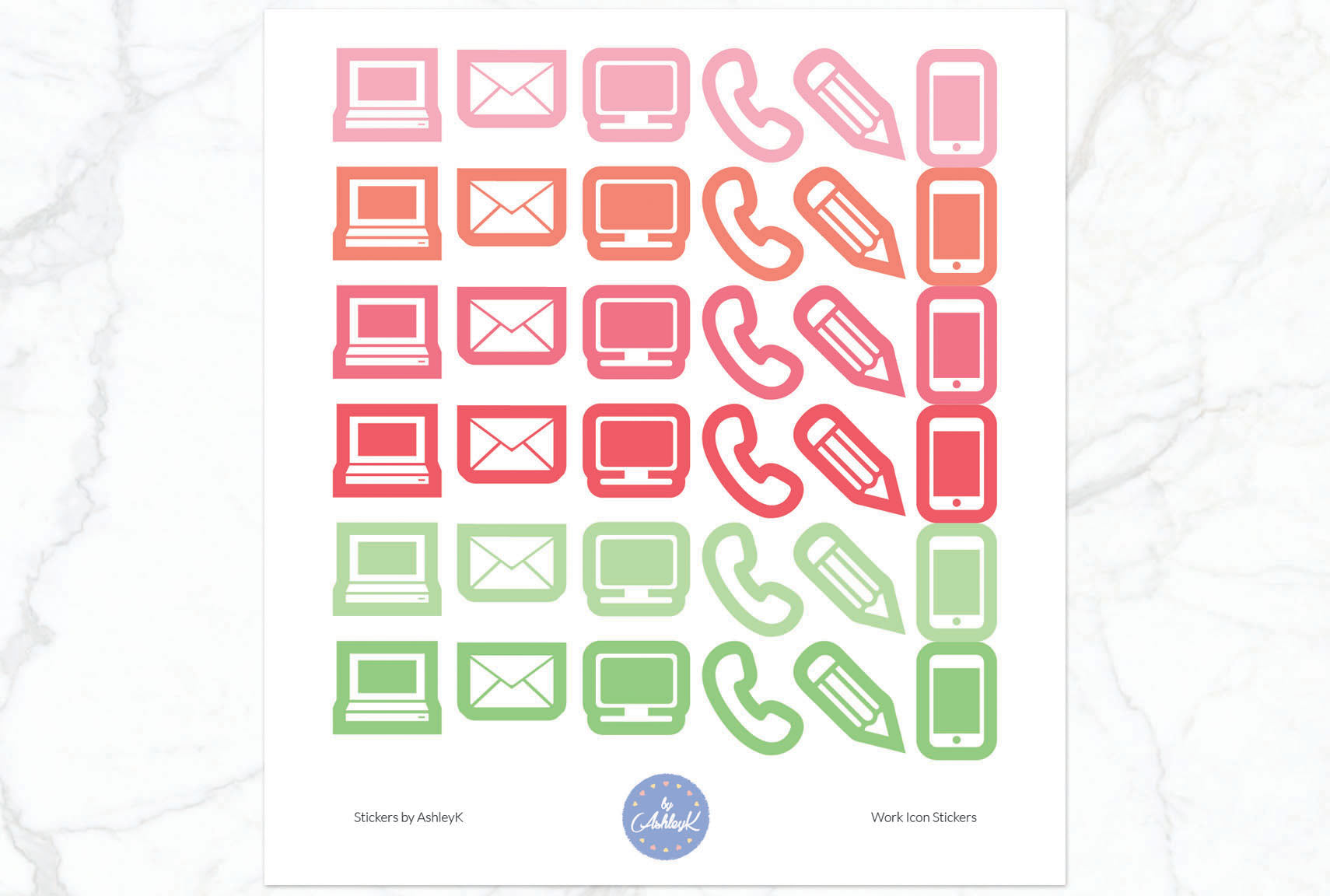 Work Icon Stickers - Strawberry
