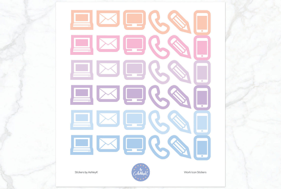 Work Icon Stickers - Pastel Sunset