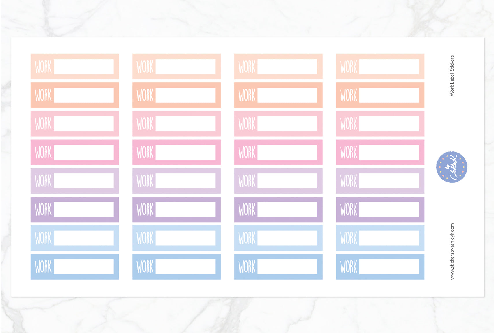 Work Label Stickers - Pastel Sunset