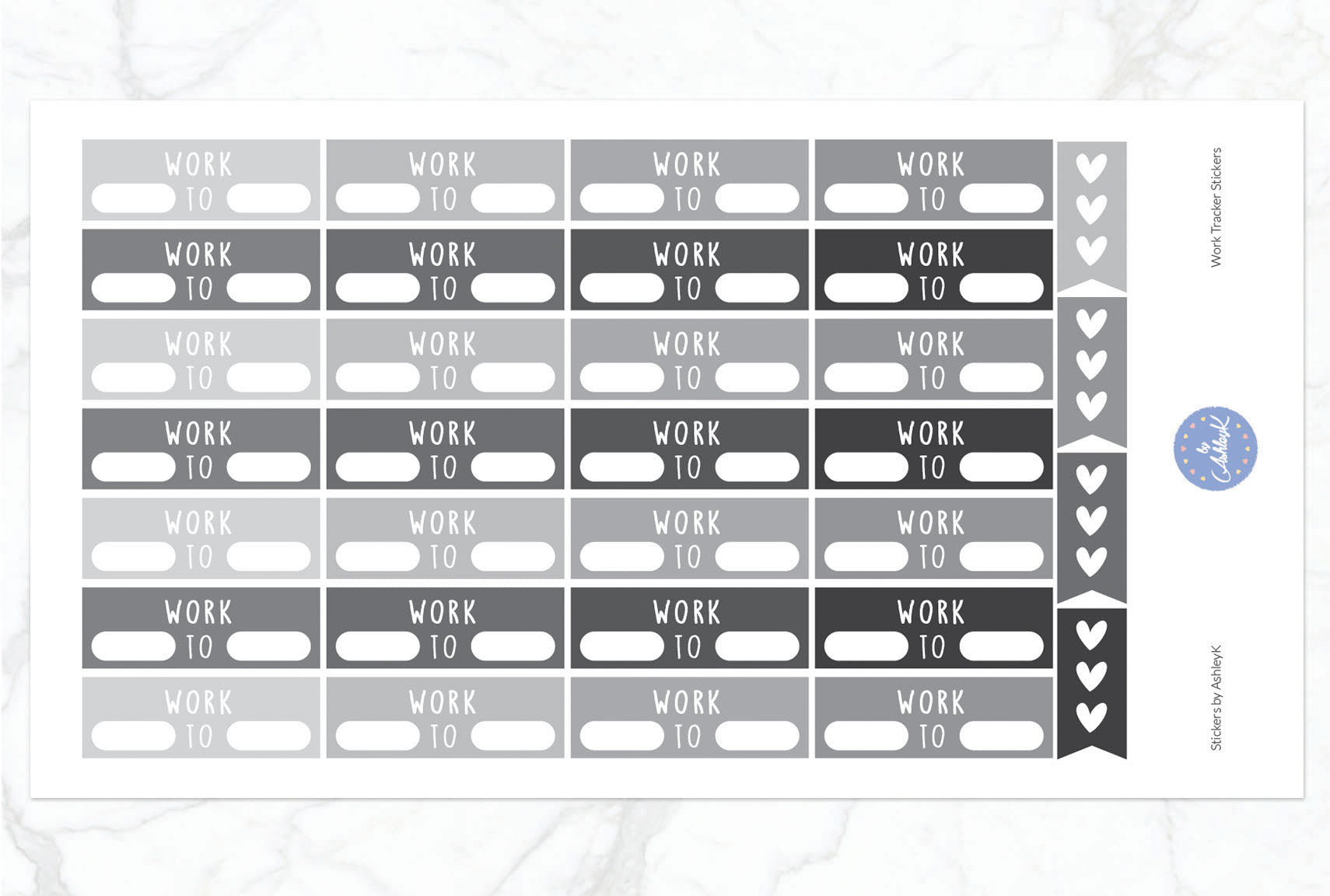 Work Tracker Stickers - Monochrome