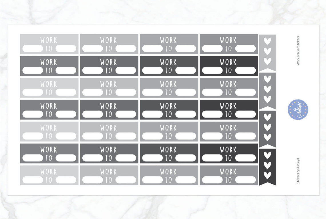 Work Tracker Stickers - Monochrome