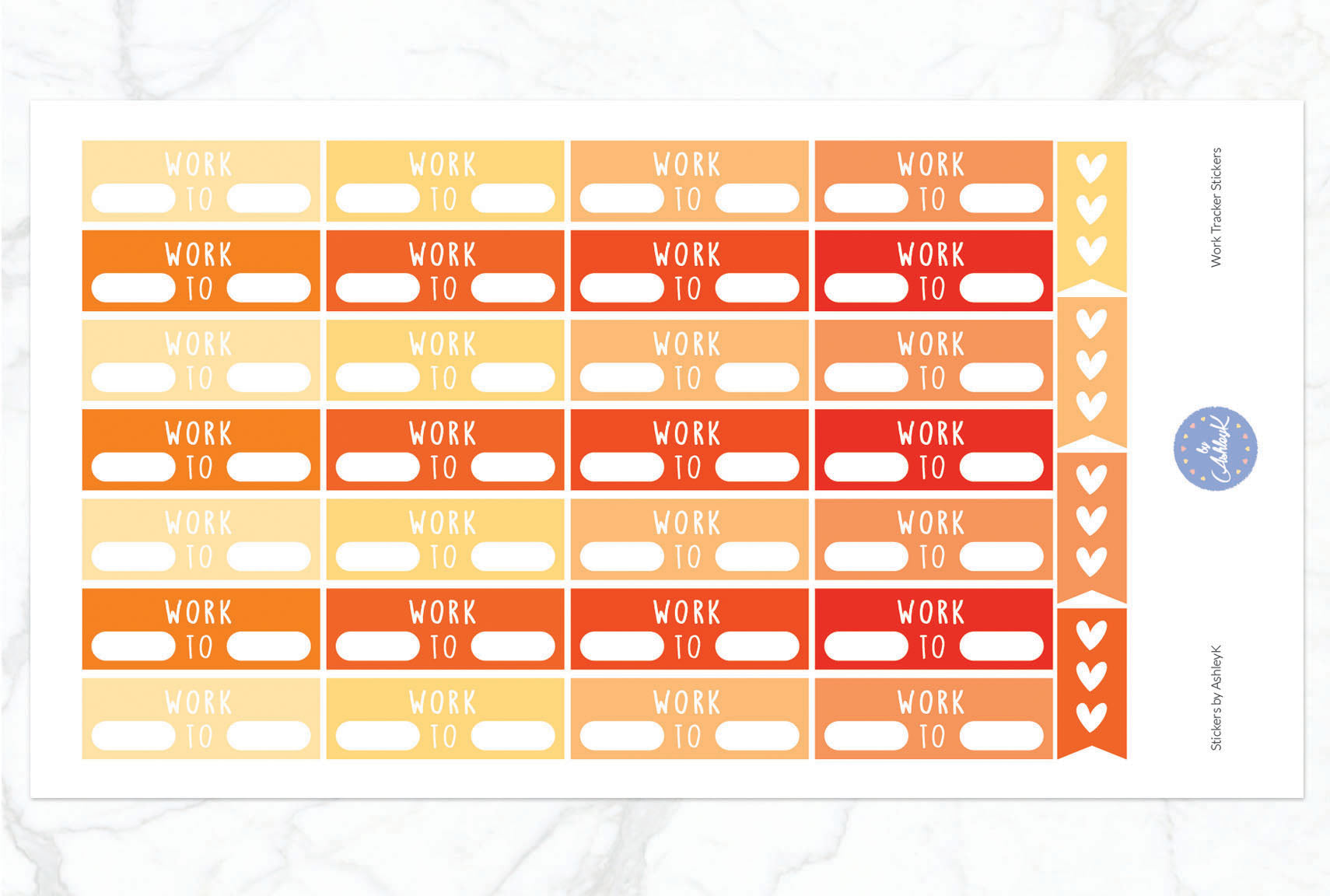 Work Tracker Stickers - Orange