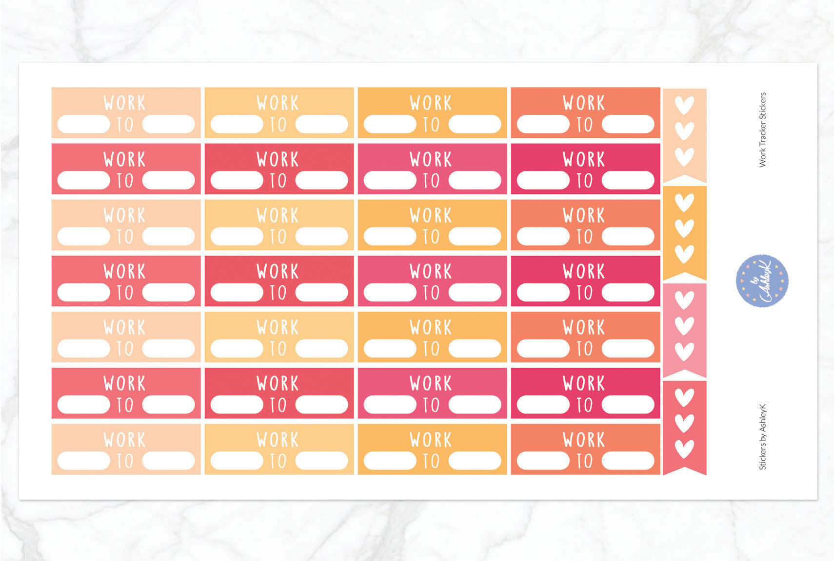 Work Tracker Stickers - Peach