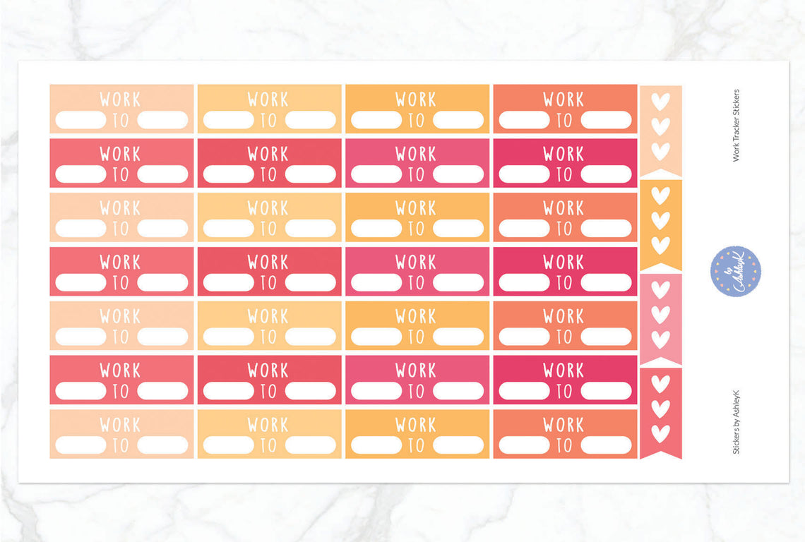 Work Tracker Stickers - Peach