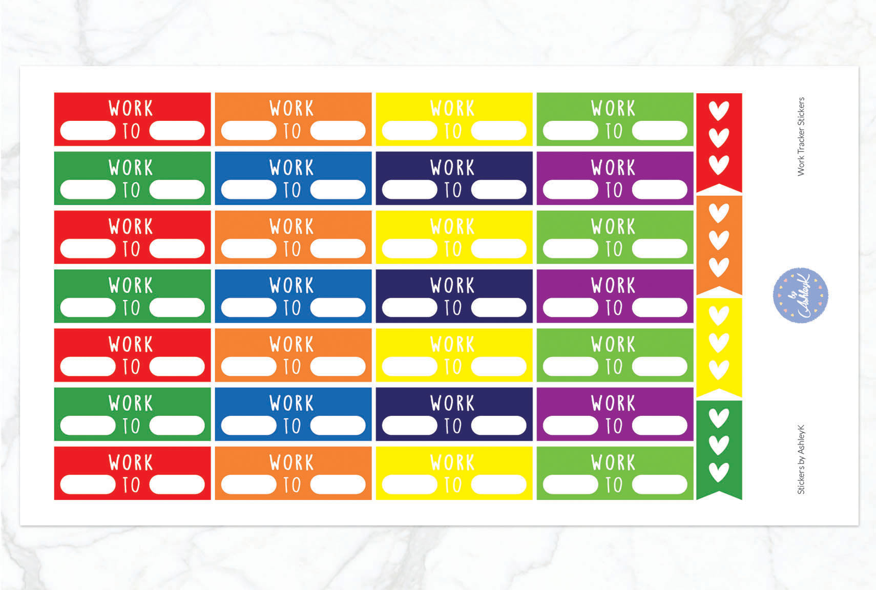 Work Tracker Stickers - Rainbow
