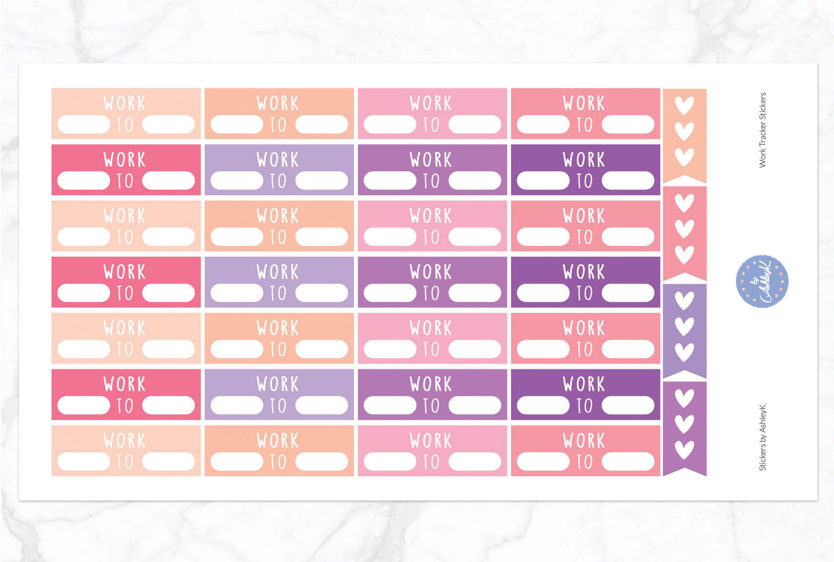 Work Tracker Stickers - Raspberry