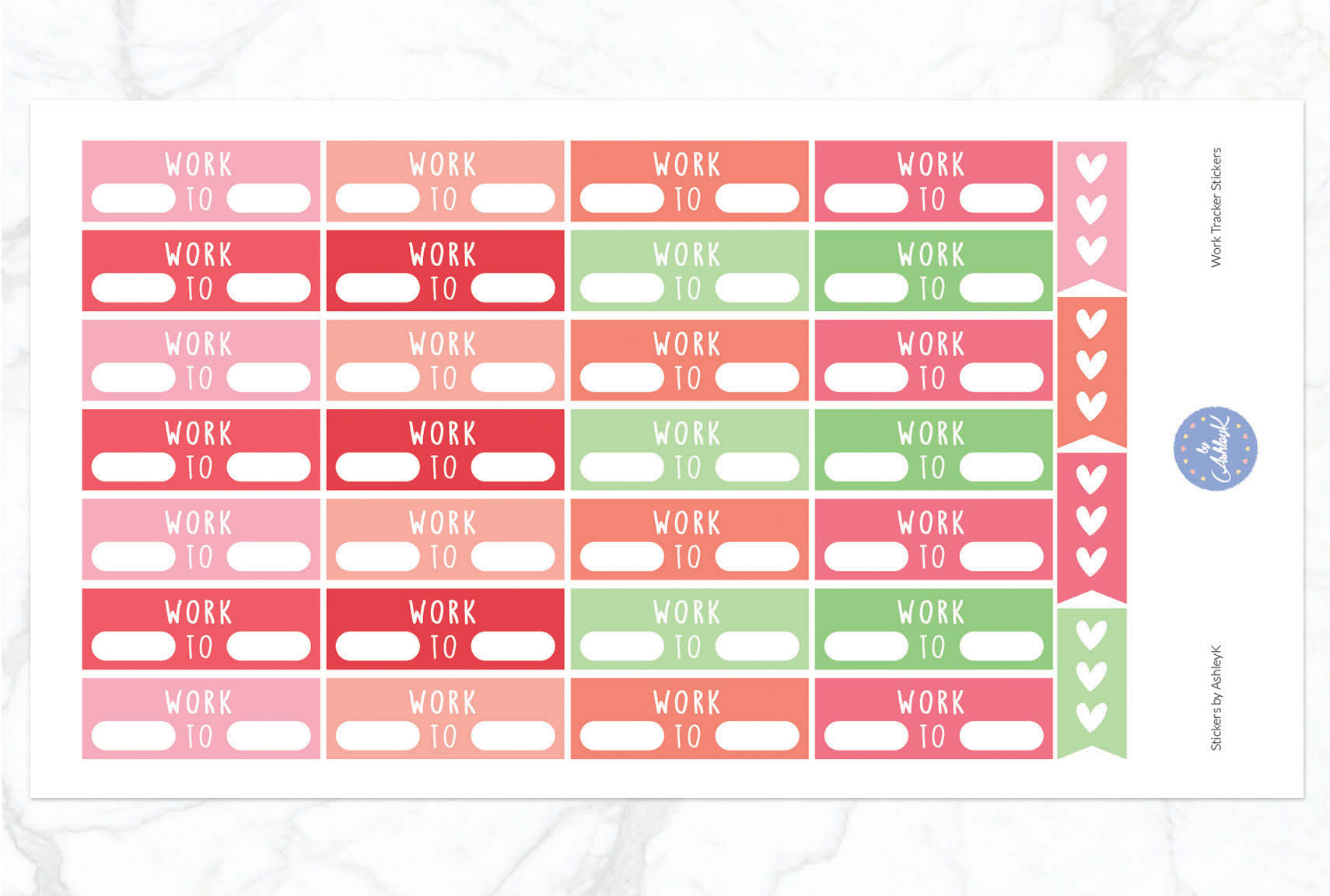 Work Tracker Stickers - Strawberry