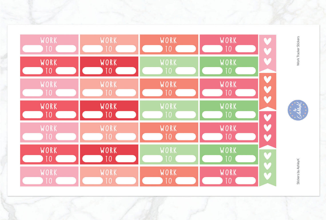 Work Tracker Stickers - Strawberry