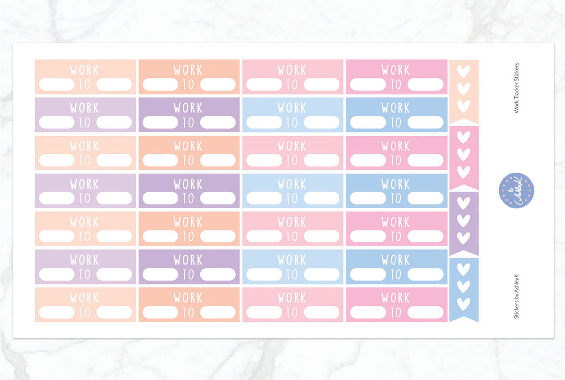 Work Tracker Stickers - Pastel Sunset