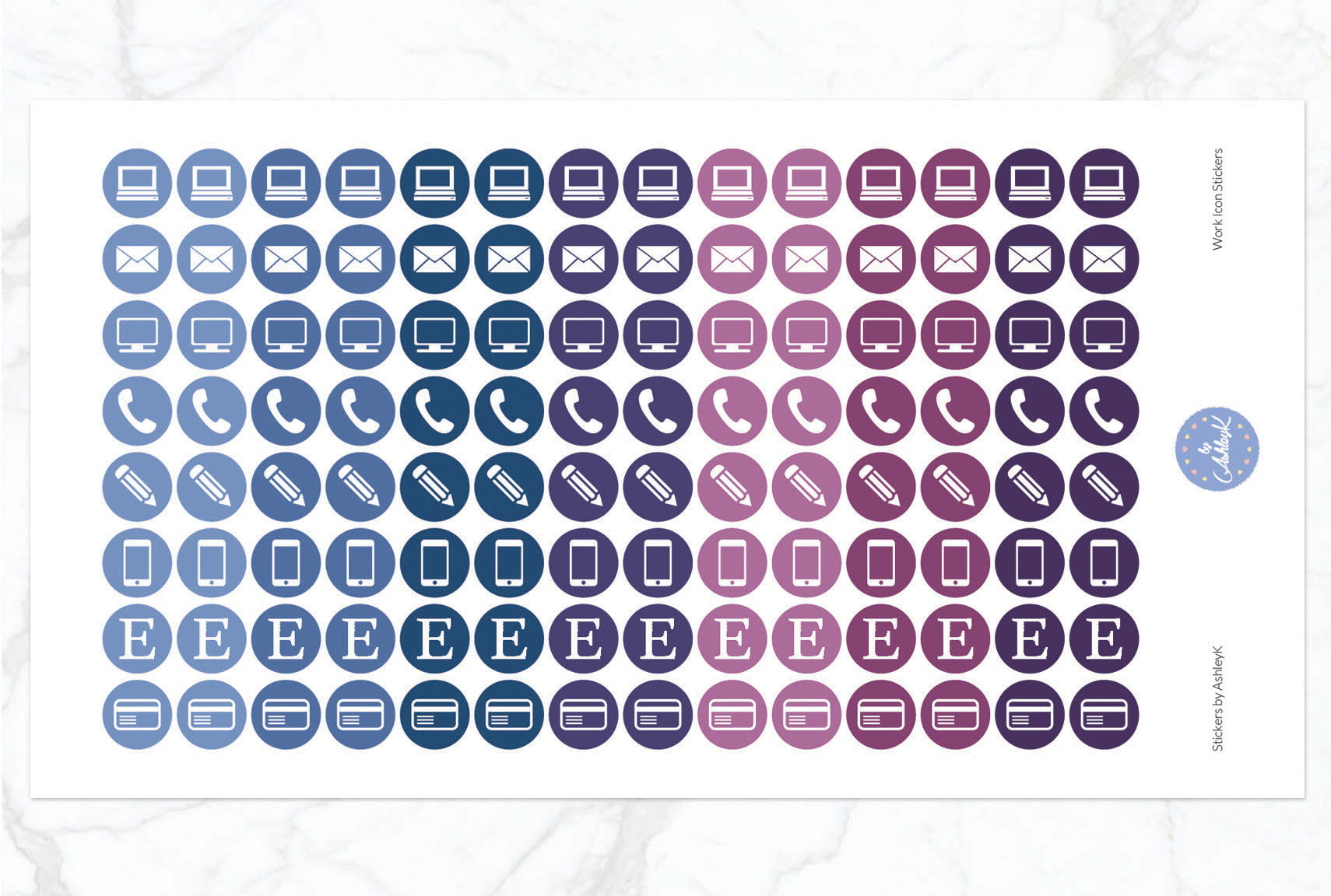Work Icon Stickers - Blueberry
