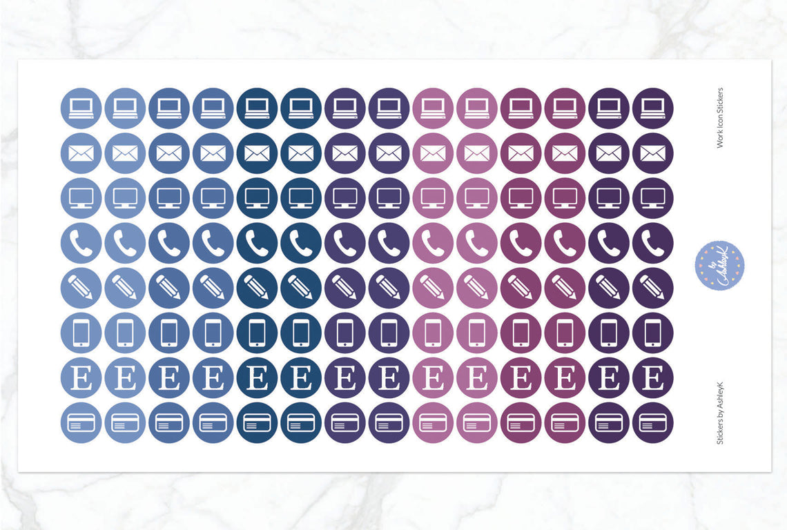 Work Icon Stickers - Blueberry