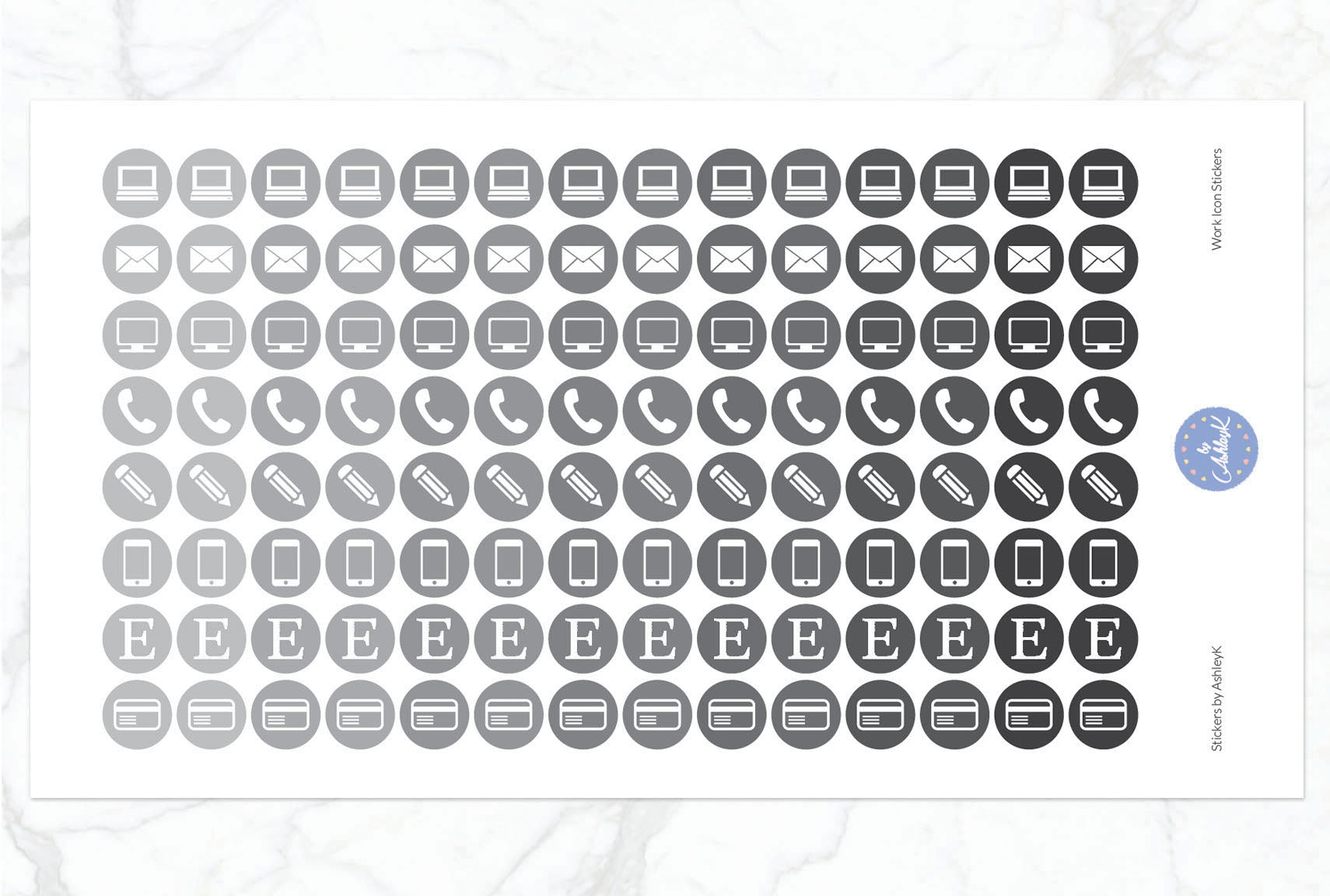 Work Icon Stickers - Monochrome