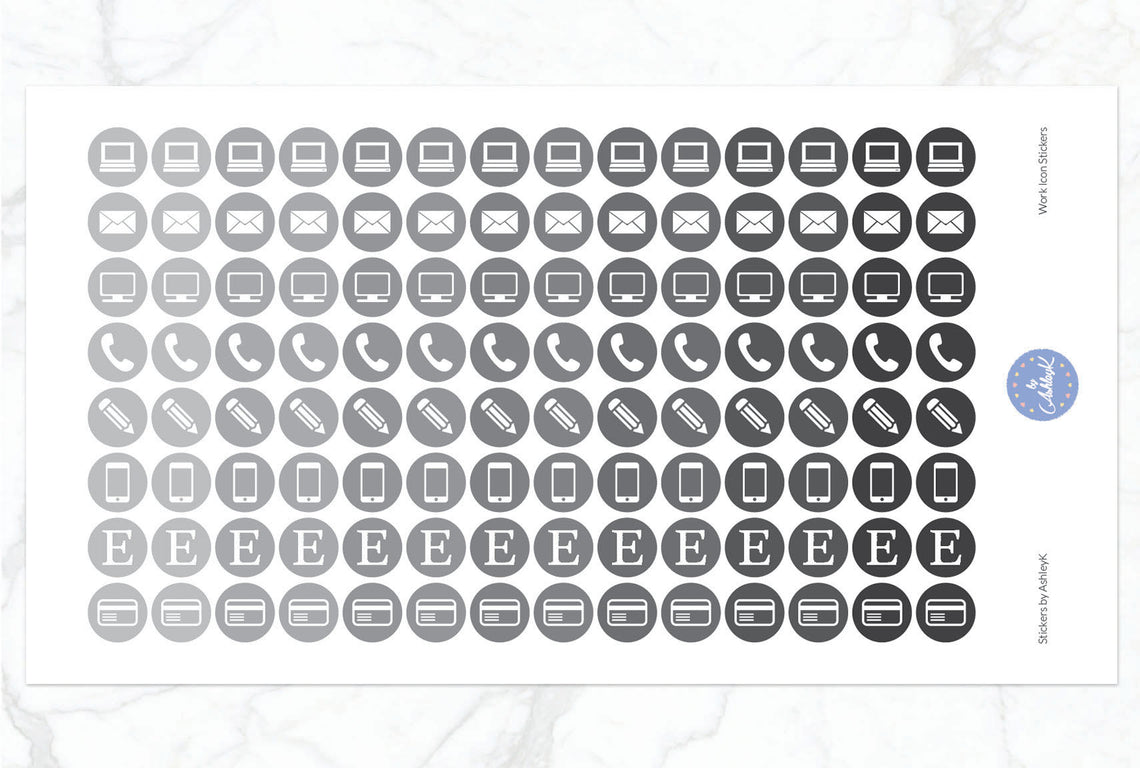 Work Icon Stickers - Monochrome