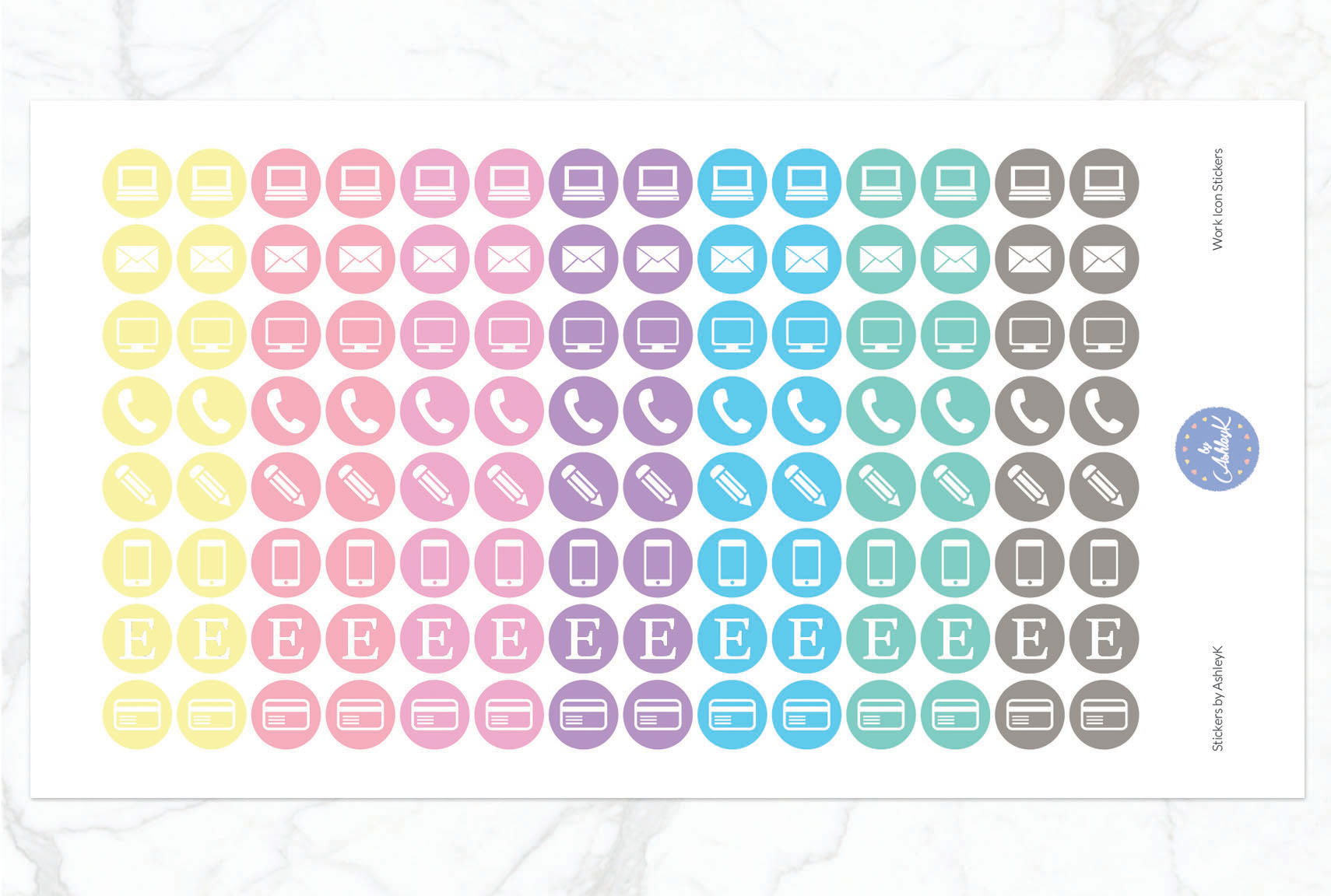 Work Icon Stickers - Pastel