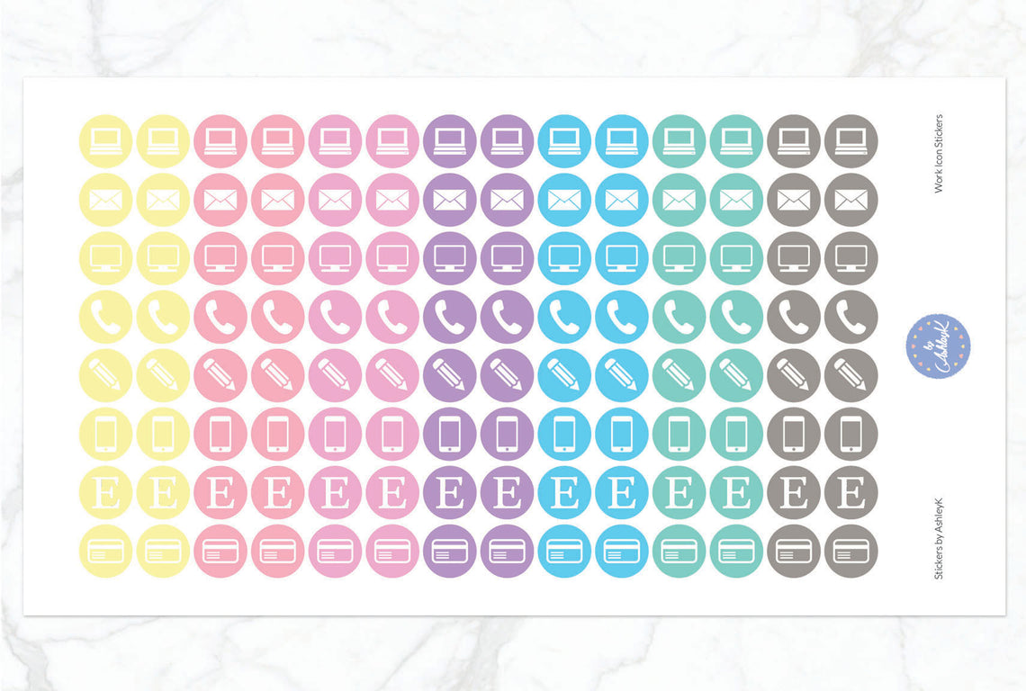 Work Icon Stickers - Pastel
