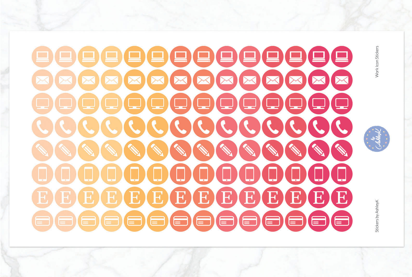 Work Icon Stickers - Peach