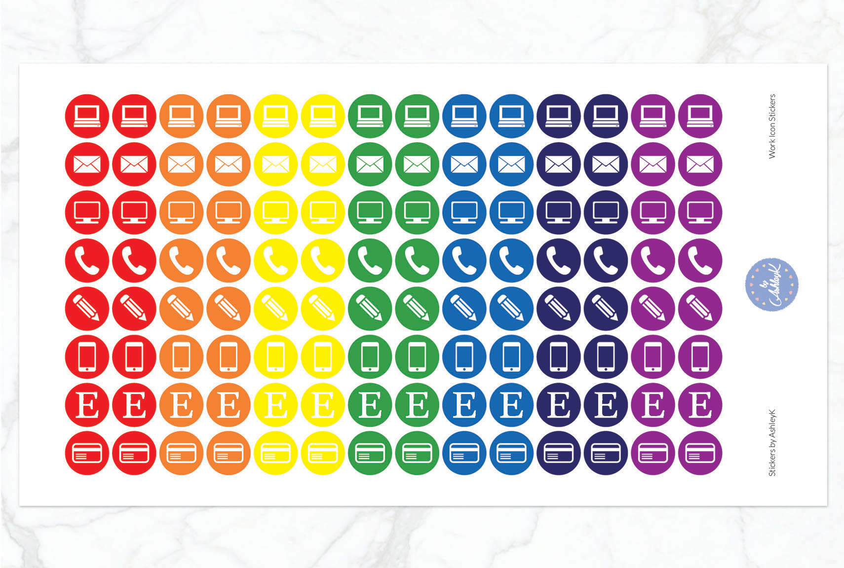 Work Icon Stickers - Rainbow